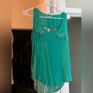 Teal blouse with lace back